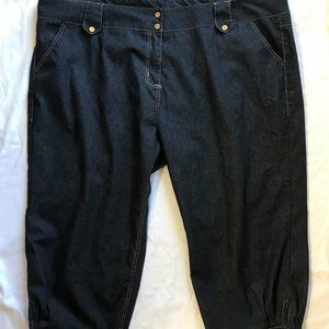 Sz 36 "SUPER PLUS FLAVA GOLD"  BLUE CAPRI  PANTS WITH STRETCH 56'' X 23''
